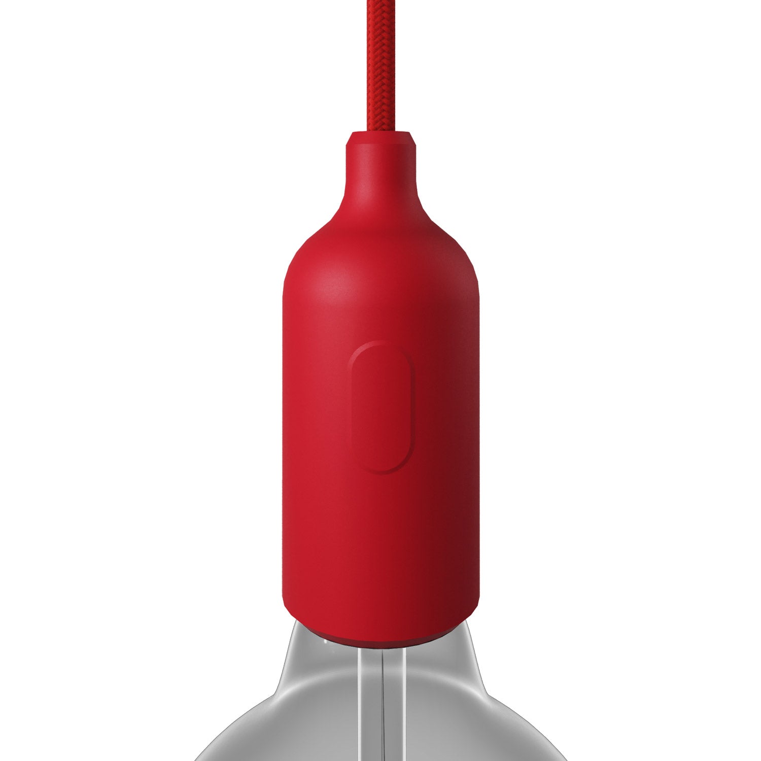 Kit portalampada E27 in silicone con interruttore e serracavo nascosti - Rosso